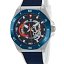 Reloj Marea Hombre Esfera Azul Oscuro y Brazalete de Nylon y Silicona Blanca, Resistente al Agua 10 ATM